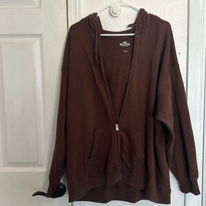 Brown Hollister Zip-up Hoodie